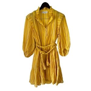 Apiece Apart Rafaela Mini Dress In Yellow Women's Size 2 Metallic Striped